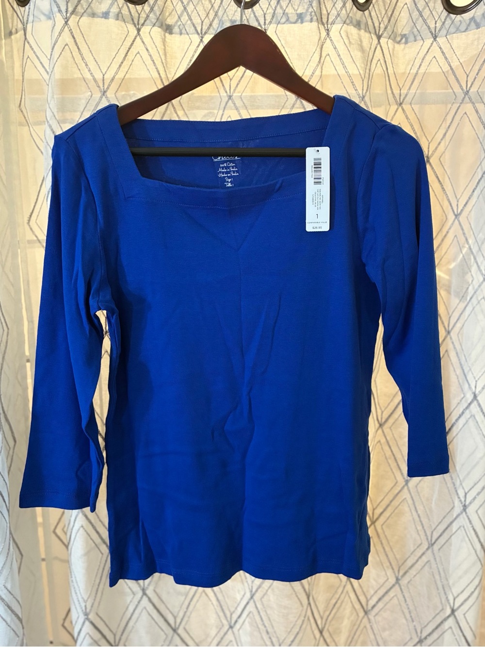 Chico's Royal Blue Square Neck Long Sleeve Top